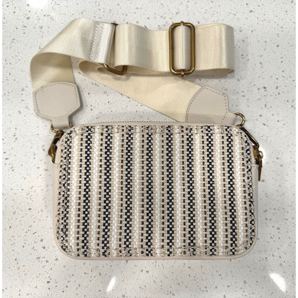 Dolce Vita Ivory Woven Shoulder/crossbody Bag with Adjustable Strap and Zipper